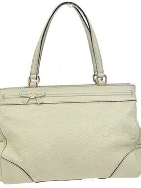 GUCCI GG Guccissima Mayfair Bow Shoulder Hand Bag Leather Italy White 62CA786